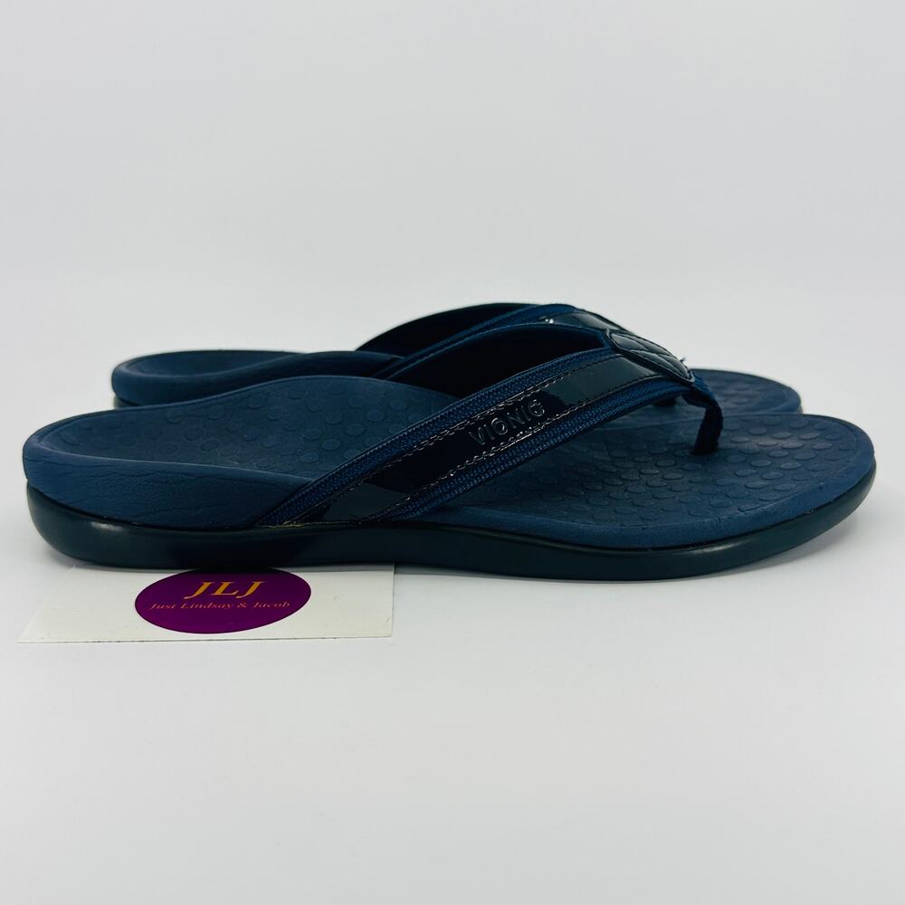 Vionic Women's Tide Navy Blue Flip Flop Thong Orthotic Toe Post Sandals Size 7